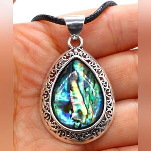 Natural Stone Necklace Water Drop Crystal Opal Necklace,A-Abalone NEW